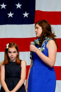 Picture of Caraline and Elle Shaheen singing The Star Spangled Banner